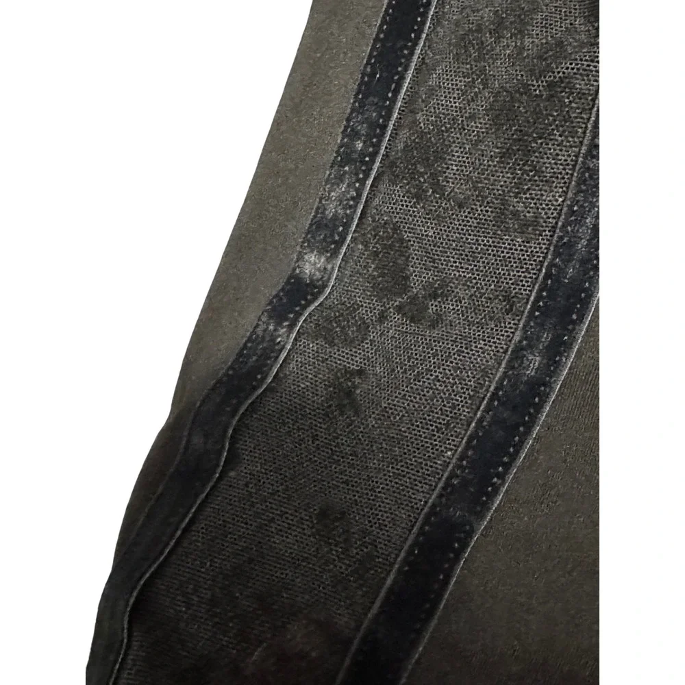 Lululemon Black Velvet Detail Mesh Floral Side Panel Leggings Cropped Size‎ 2